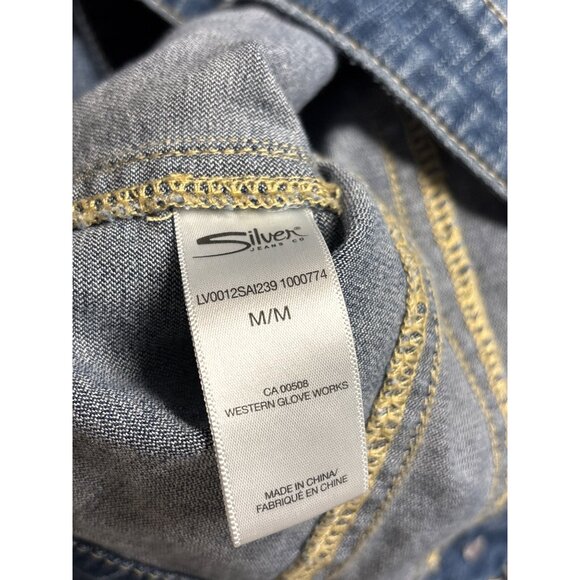 Silver Jeans Co. Denim Vest Size M Distressed Button Front Womens Western Style - Picture 4 of 5